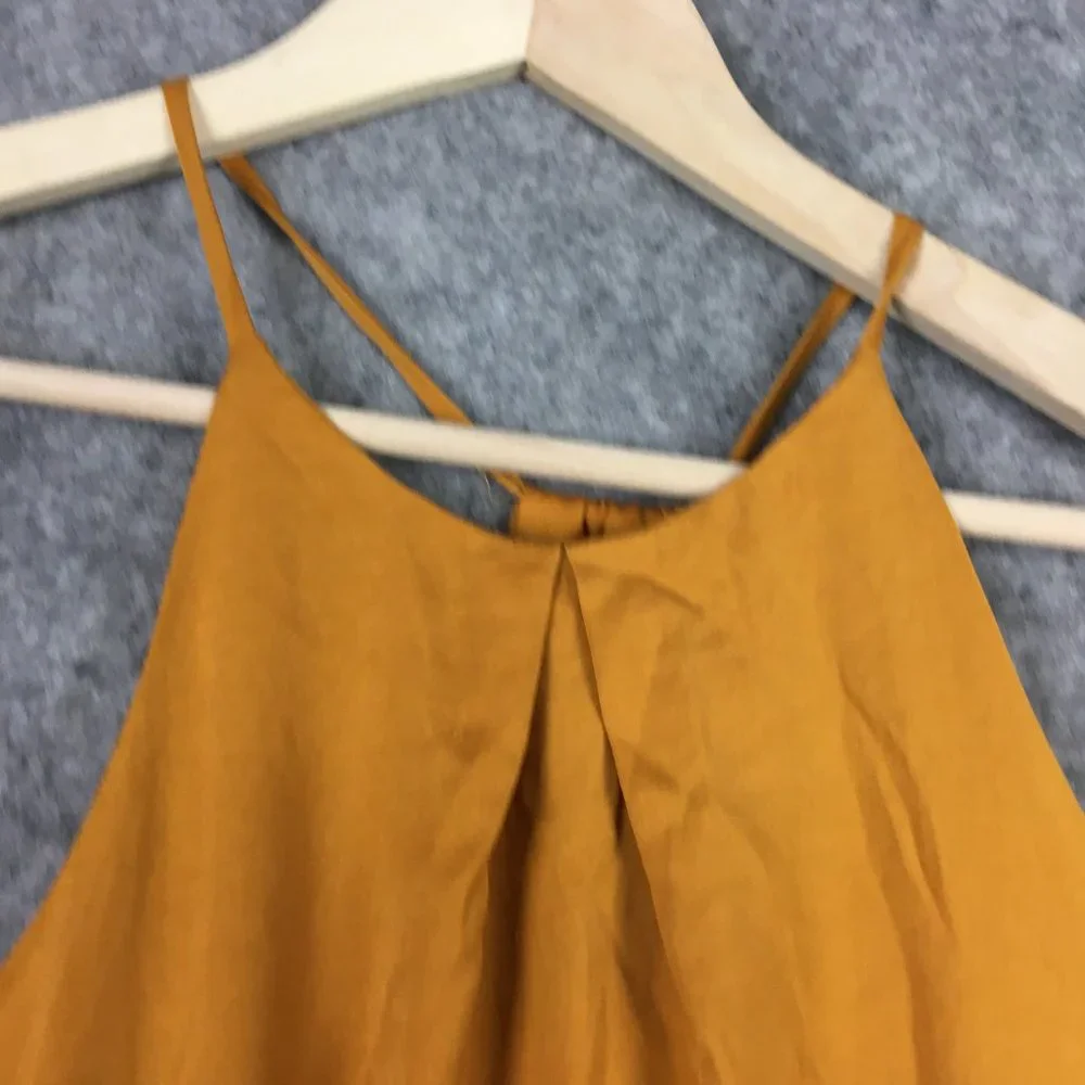 Mossimo Dress S Casual Cocktail Halter Mustard Gold Sleeveless A Line Drawstring